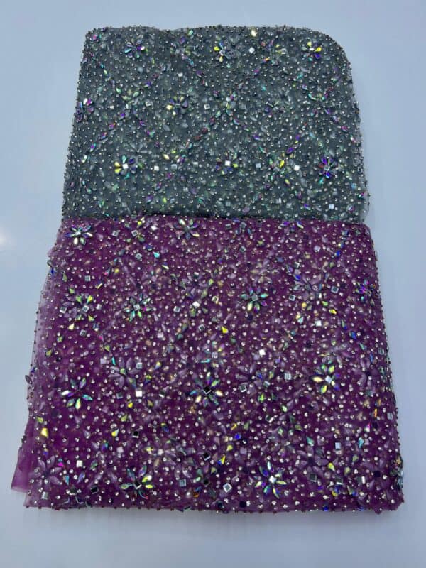 Luxury Swarovski Hand-Beaded Crystal Lace –Comes in 2 colorsFSL- LEF- FEB-005 - Image 3