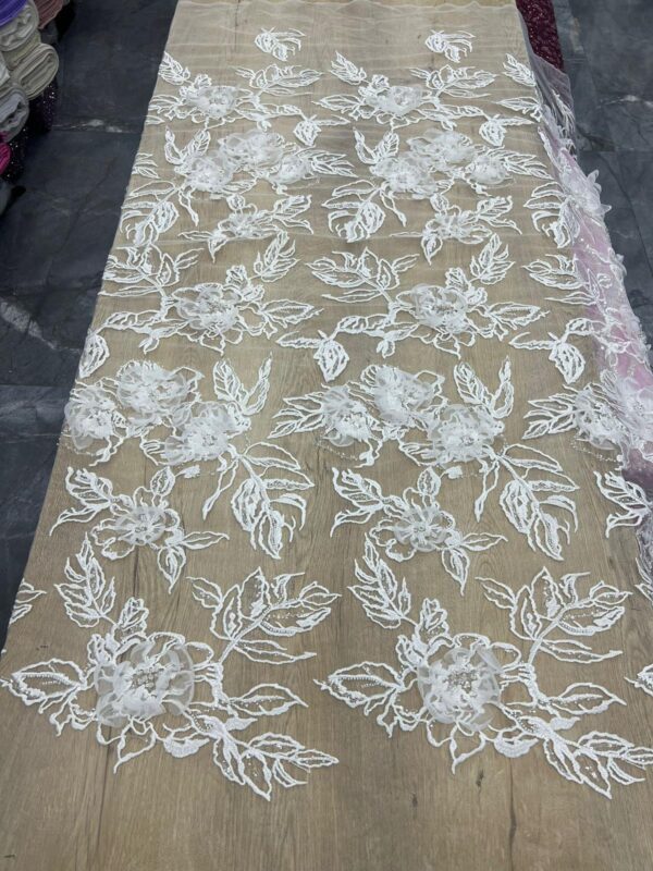 FSL-BRF- FEB- 001 Luxury floral European Bridal Lace – Premium Ivory Wedding Fabrics (5 Yards)