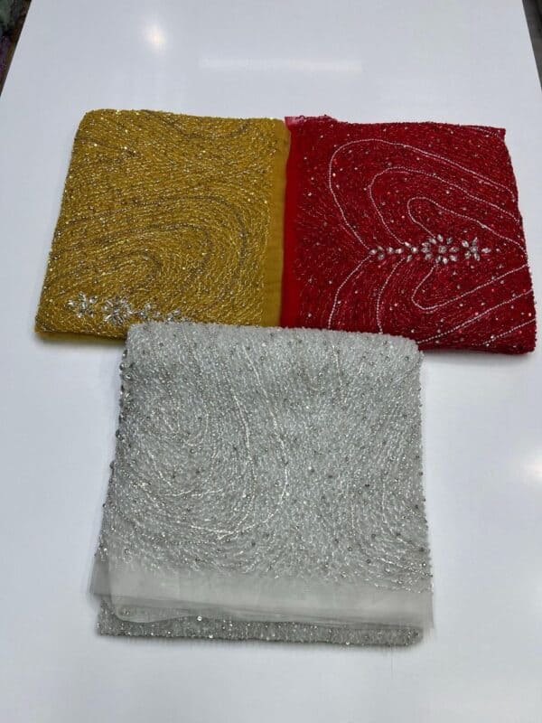 Luxury Straight line hand-beaded Swarovski lace in 3 colorsFSL-LEF-FEB-001 - Image 4