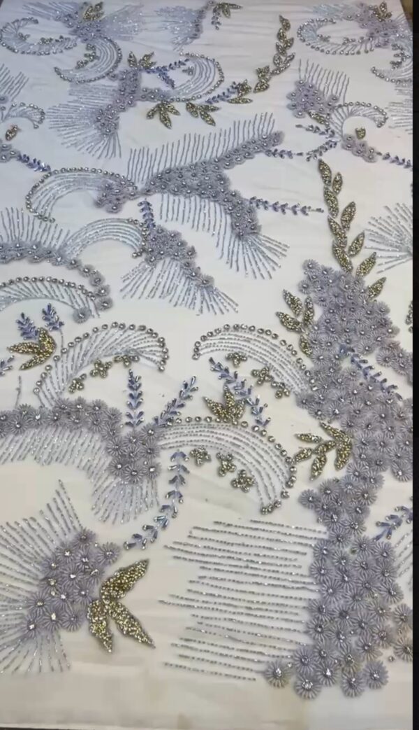 Luxury Embellished Lace Fabric – A True Work of Art for Timeless Elegancein 3 colorsFSL- LEF- FEB-008 - Image 3