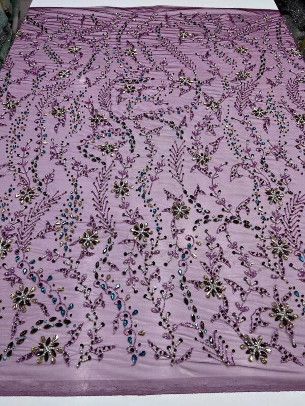 Luxury Embellished Lace Fabric – Exquisite Hand-Embroidered Fabric Collection FSL-LEF-FEB-012 - Image 5