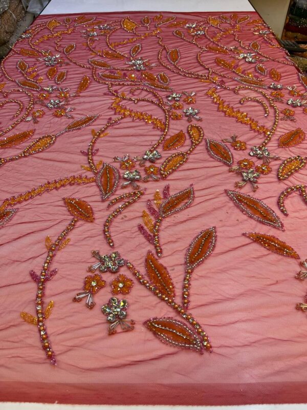 Luxury Embellished Lace Fabric – Exquisite Handcrafted Embroidered Fabrics FSL-LEF-FEB-021 - Image 3