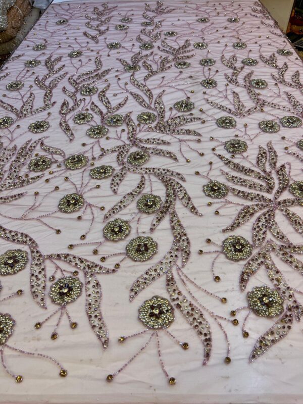 Luxury Embellished Lace Fabric – Exquisite Handcrafted Embroidered Fabrics FSL-LEF-FEB-022 - Image 2