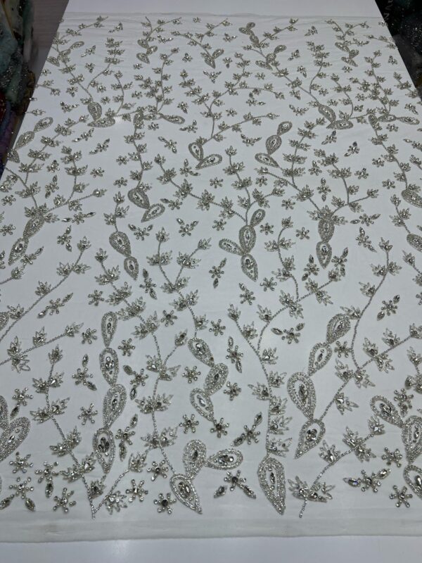 Luxury Embellished Lace Fabric –Timeless Classic with Subtle Sparkle FSL-LEF-FEB-041 - Image 3