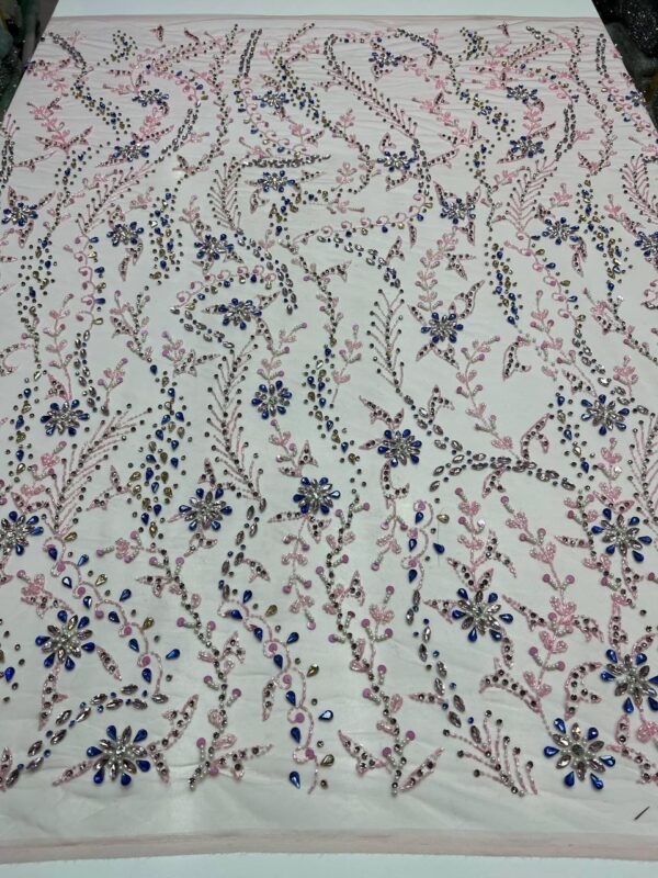 Luxury Embellished Lace Fabric – Exquisite Hand-Embroidered Fabric Collection FSL-LEF-FEB-012 - Image 4