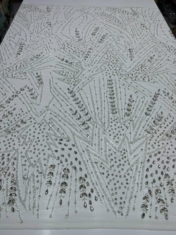 Luxury Embellished Lace Fabric – Exquisite Hand-Embroidered Fabric Collection FSL-LEF-FEB-016 - Image 3