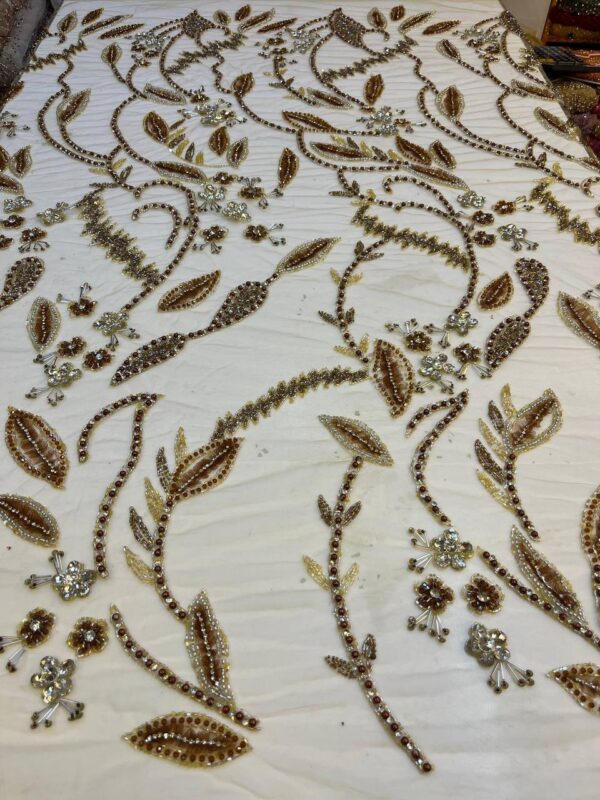 Luxury Embellished Lace Fabric – Exquisite Handcrafted Embroidered Fabrics FSL-LEF-FEB-021 - Image 2