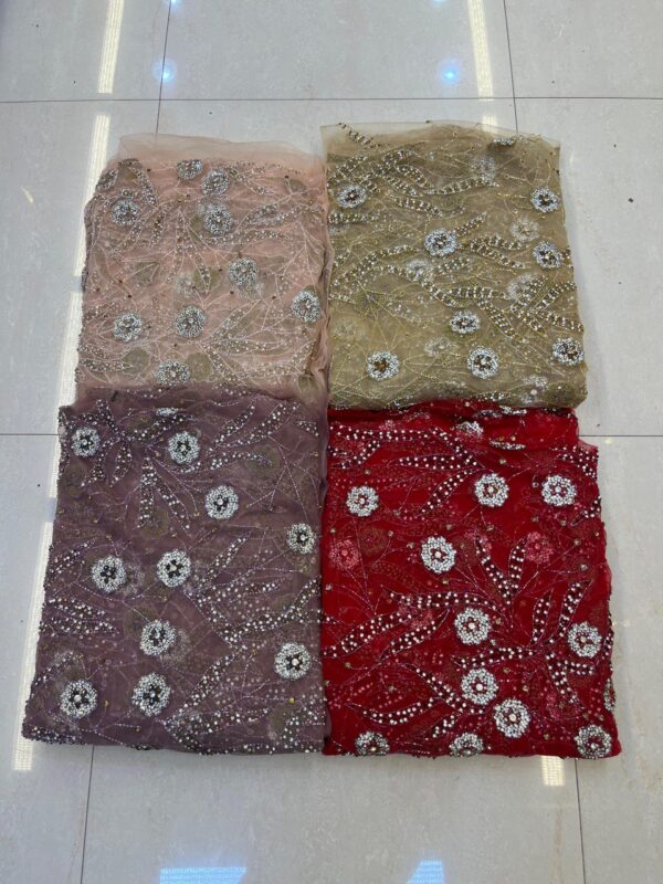 Luxury Embellished Lace Fabric – Exquisite Handcrafted Embroidered Fabrics FSL-LEF-FEB-022 - Image 5