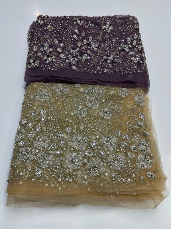 Luxury Embellished Lace Fabric –The Art of Hand-Embroidered Fabrics FSL-LEF-FEB-024 - Image 2