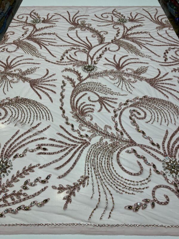 Luxury Embellished Lace Fabric –Luxurious Embroidered Fabric Collection FSL-LEF-FEB-044 - Image 2