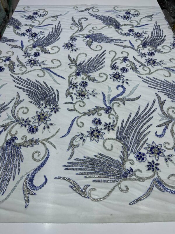 Luxury Embellished Lace Fabric – Exquisite Hand-Embroidered Fabric Collection FSL-LEF-FEB-014 - Image 3