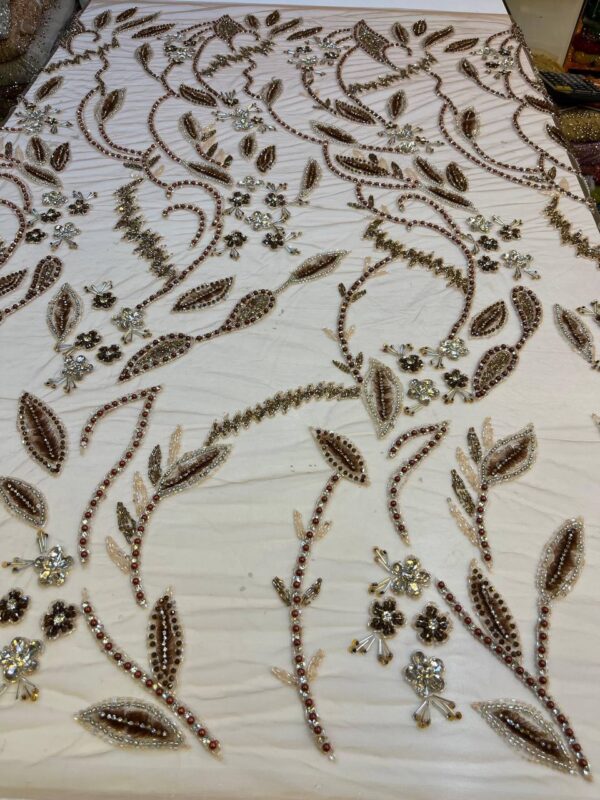 Luxury Embellished Lace Fabric – Exquisite Handcrafted Embroidered Fabrics FSL-LEF-FEB-021 - Image 5