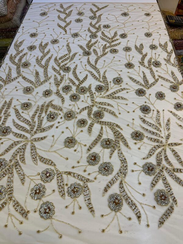 Luxury Embellished Lace Fabric – Exquisite Handcrafted Embroidered Fabrics FSL-LEF-FEB-022 - Image 4