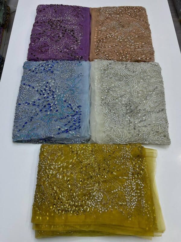 Luxury Embellished Lace Fabric –A Symphony of Colors and Crystals FSL-LEF-FEB-013 - Image 6