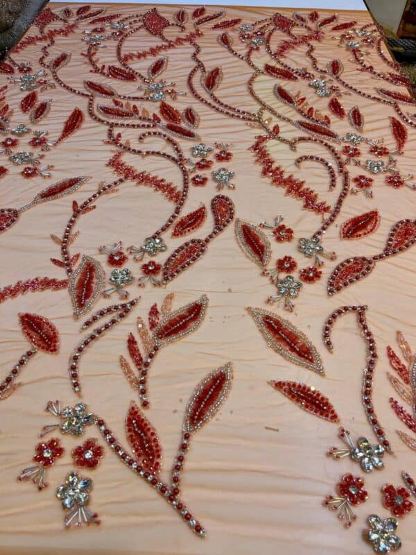 Luxury Embellished Lace Fabric – Exquisite Handcrafted Embroidered Fabrics FSL-LEF-FEB-021 - Image 4