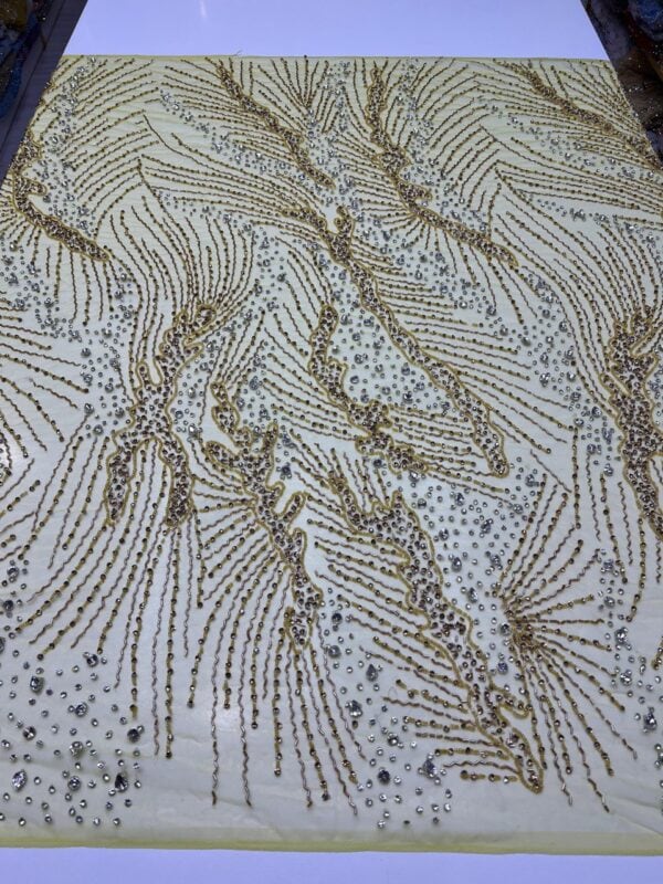 Luxury Embellished Lace Fabrics – Hand-Embroidered Fabrics FSL-LEF-FEB-079 (comes in 4 yards) - Image 2