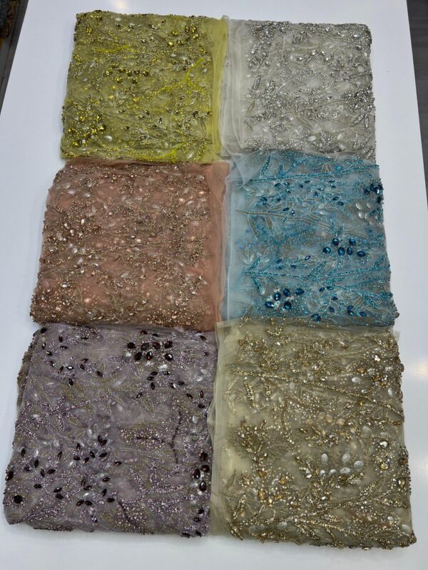 Luxury Embellished Lace Fabric –Exquisite Handcrafted Beaded Fabrics FSL-LEF-FEB-055 - Image 5