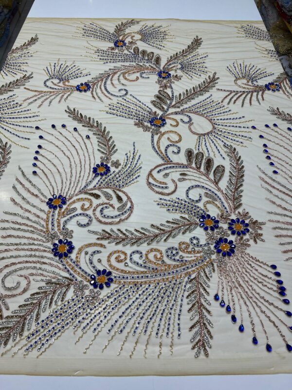 Luxury Embellished Lace Fabrics – Hand-Embroidered Fabrics FSL-LEF-FEB-081 - Image 2