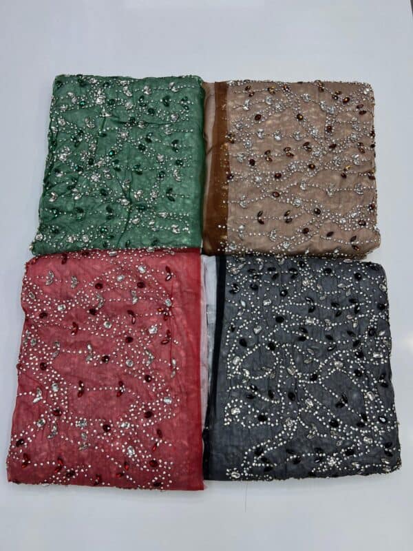 Luxury Embellished Lace Fabrics – Hand-Embroidered Fabrics FSL-LEF-FEB-089  (comes in 4 yards) - Image 5