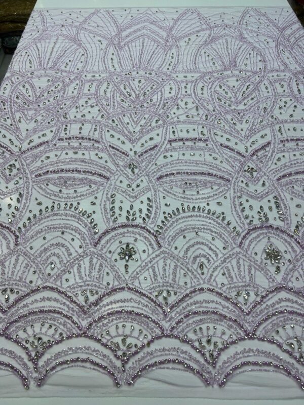 Luxury Embellished Lace Fabrics – Hand-Embroidered Fabrics FSL-LEF-FEB-107 (4 yards) - Image 3