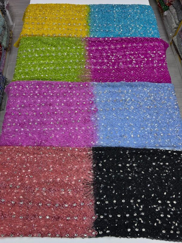 Luxury Embellished Lace Fabrics –Exquisite Handcrafted multi-coloured Fabrics FSL-LEF-FEB-059 - Image 3