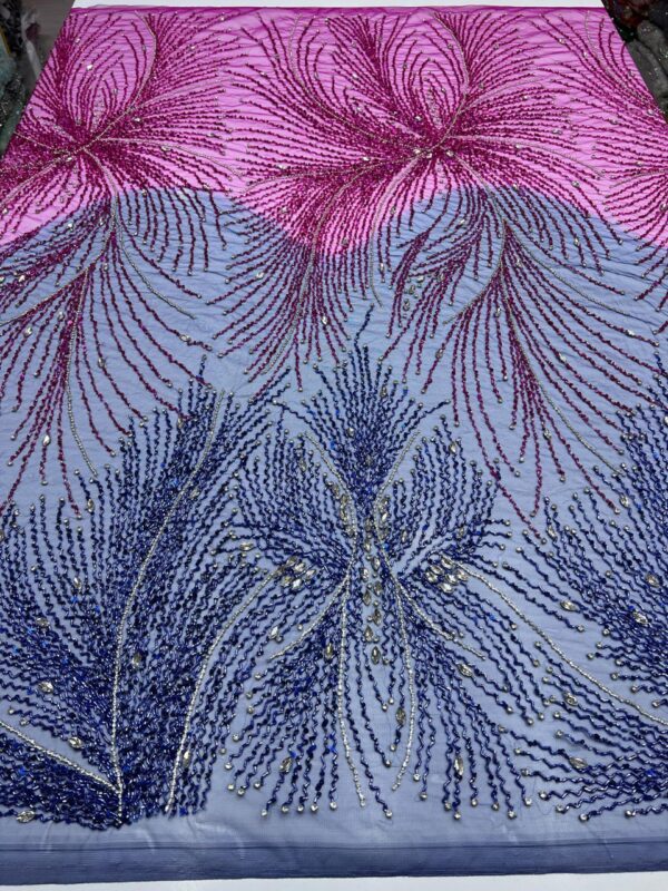 Luxury Embellished Lace Fabrics –Exquisite Handcrafted multi-coloured Fabrics FSL-LEF-FEB-061 - Image 3