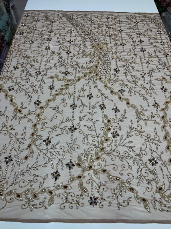 Luxury Embellished Lace Fabrics – Hand-Embroidered Fabrics FSL-LEF-FEB-076 - Image 3