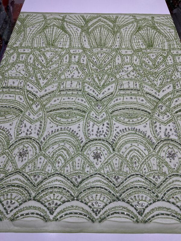 Luxury Embellished Lace Fabrics – Hand-Embroidered Fabrics FSL-LEF-FEB-088  (comes in 4 yards) - Image 3