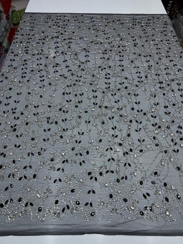 Luxury Embellished Lace Fabrics – Hand-Embroidered Fabrics FSL-LEF-FEB-089  (comes in 4 yards) - Image 3
