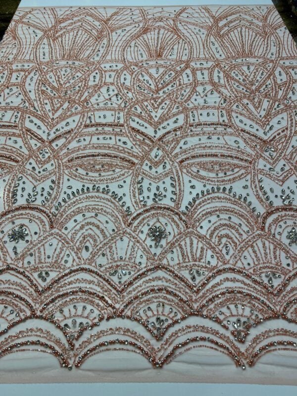 Luxury Embellished Lace Fabrics – Hand-Embroidered Fabrics FSL-LEF-FEB-107 (4 yards) - Image 4