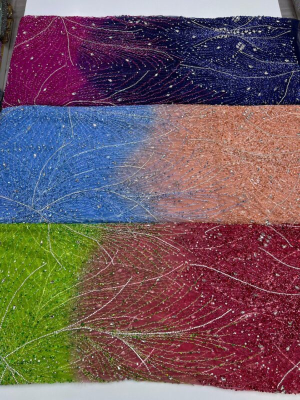 Luxury Embellished Lace Fabrics –Exquisite Handcrafted multi-coloured Fabrics FSL-LEF-FEB-061 - Image 4