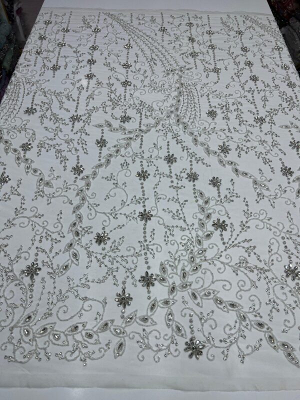 Luxury Embellished Lace Fabrics – Hand-Embroidered Fabrics FSL-LEF-FEB-076 - Image 4