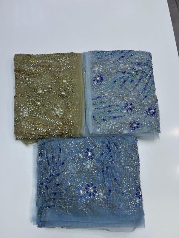 Luxury Embellished Lace Fabrics – Hand-Embroidered Fabrics FSL-LEF-FEB-100 (4 yards) - Image 4