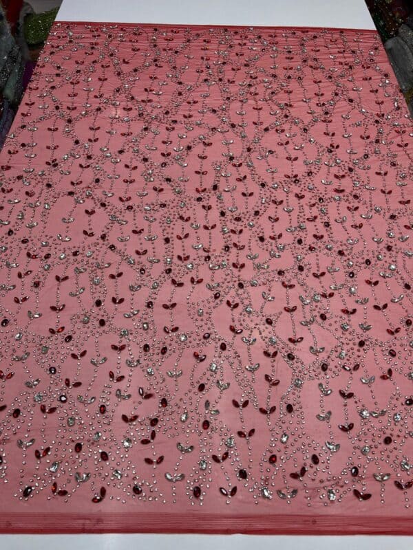 Luxury Embellished Lace Fabrics – Hand-Embroidered Fabrics FSL-LEF-FEB-089  (comes in 4 yards) - Image 2