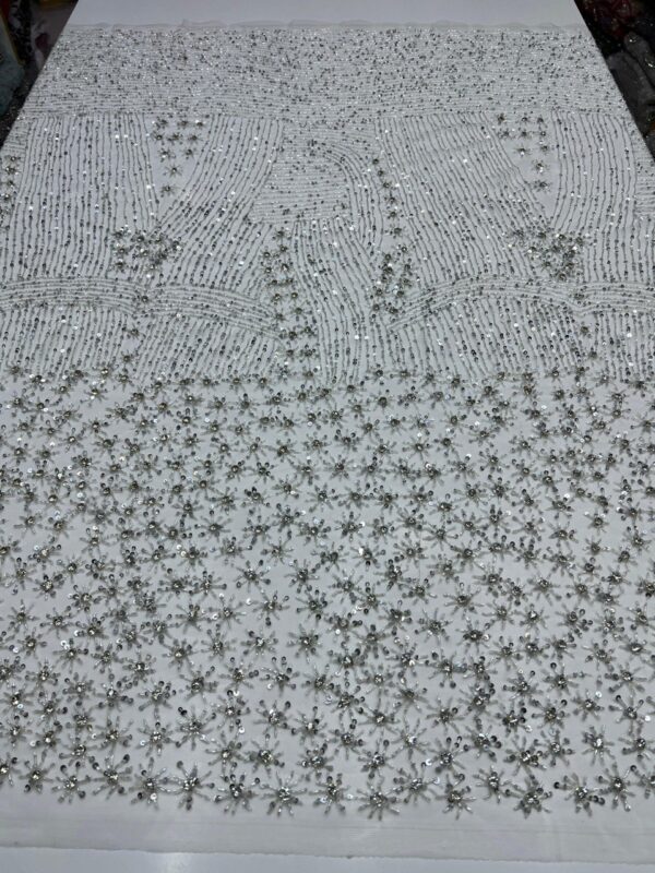 Luxury Embellished Lace Fabrics –Handcrafted multi-coloured Fabrics FSL-LEF-FEB-060 (comes in 4 yards) - Image 6