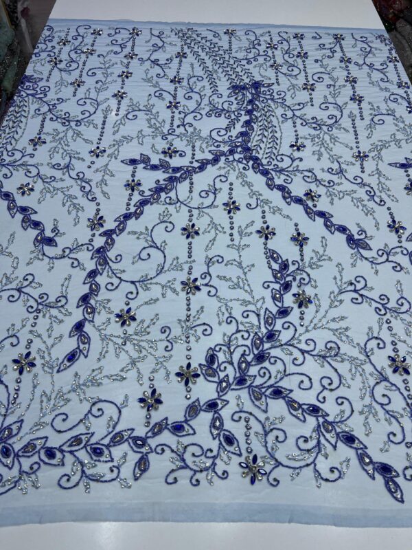 Luxury Embellished Lace Fabrics – Hand-Embroidered Fabrics FSL-LEF-FEB-076 - Image 7