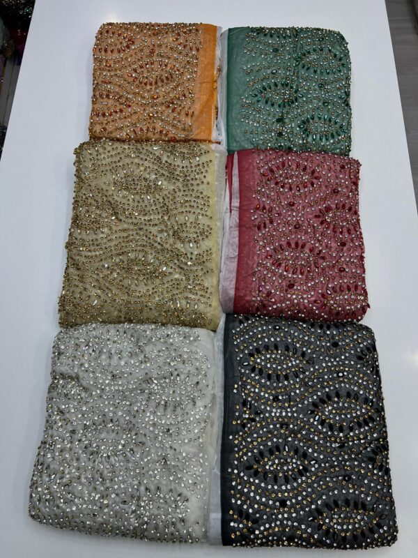 Luxury Embellished Lace Fabrics – Hand-Embroidered Fabrics FSL-LEF-FEB-090 - Image 7