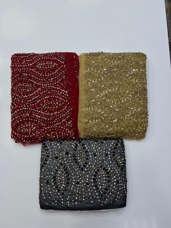 Luxury Embellished Lace Fabrics – Embroidery collection FSL-LEF-FEB-118 (4 yards) - Image 4
