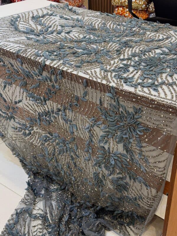 Luxury Embellished Lace Fabric –Embellished Fabric Collection FSL-LEF-FEB-137 (4 yards) - Image 2