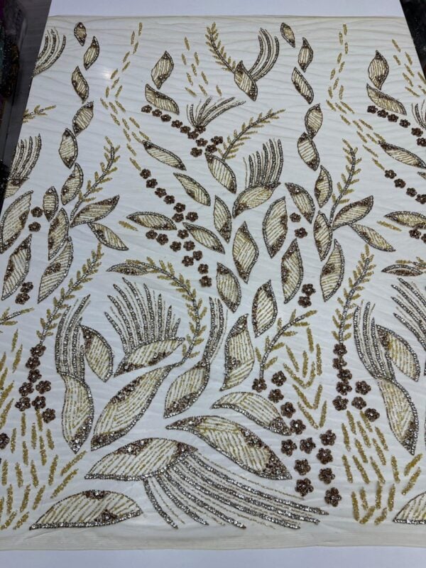 Luxury Embellished Lace Fabric –Embellished Fabric Collection FSL-LEF-FEB-142 (4 yards) - Image 2