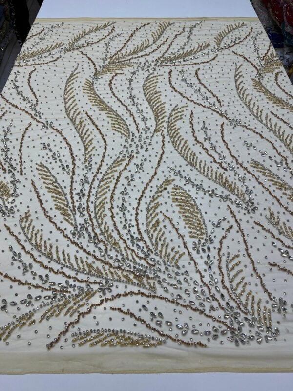 Luxury Embellished Lace Fabric –Embellished Fabric Collection FSL-LEF-FEB-152 (4 yards) - Image 5