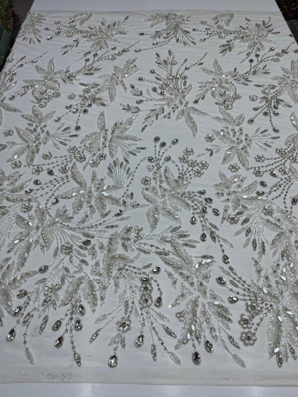 Luxury Embellished Lace Fabric –Embellished Fabric Collection FSL-LEF-FEB-174 (4 yards) - Image 2