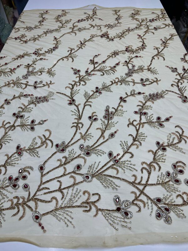 Luxury Embellished Lace Fabric –Embellished Fabric Collection FSL-LEF-FEB-180 (4 yards) - Image 4