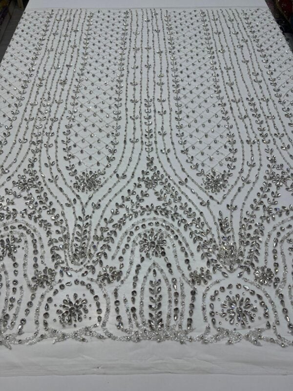 Luxury Embellished Lace Fabric –Embellished Fabric Collection FSL-LEF-FEB-190 (4 yards)
