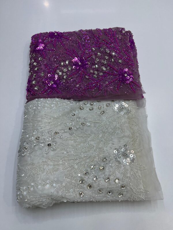 Luxury Embellished Lace Fabric –Embellished Fabric Collection FSL-LEF-FEB-196(4 yards) - Image 3