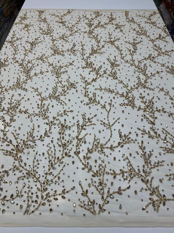 Luxury Embellished Lace Fabric –Embellished Fabric Collection FSL-LEF-FEB-178 (4 yards) - Image 4