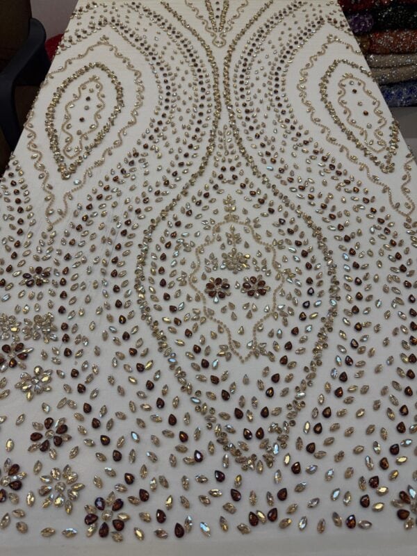 Luxury Embellished Lace Fabric –Embellished Fabric Collection FSL-LEF-FEB-188 (4 yards) - Image 2