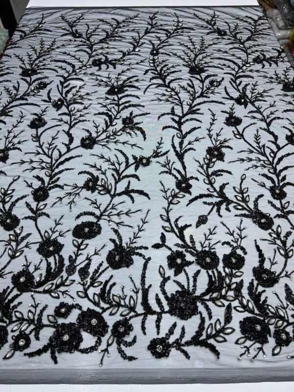 Luxury Embellished Lace Fabric –Embellished Fabric Collection FSL-LEF-FEB-197 (4 yards) - Image 2