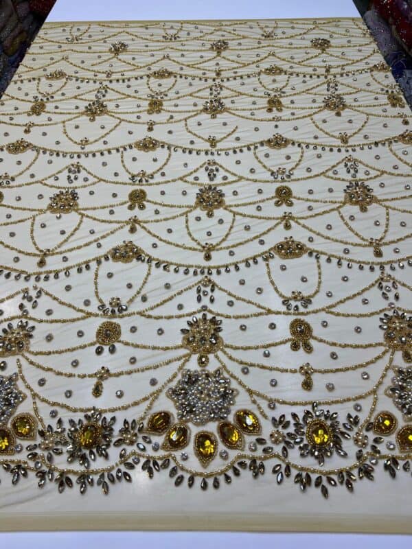 Luxury Embellished Lace Fabric –Embellished Fabric Collection FSL-LEF-FEB-183 (4 yards) - Image 6