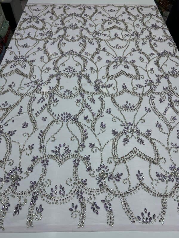 Luxury Embellished Lace Fabric –Embellished Fabric Collection FSL-LEF-FEB-192(4 yards) - Image 9